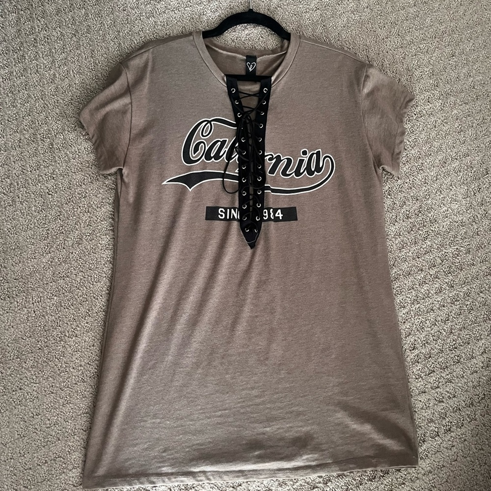 Laced up Army Green T- Shirt